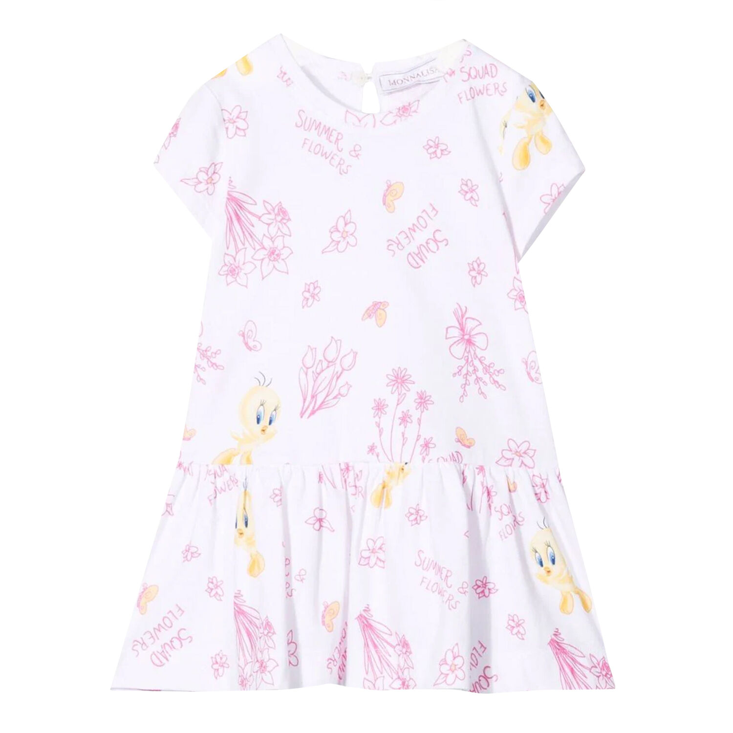 Younger Girls White Tweetie Pie Dress, 1, hi-res