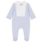 Baby Boys Blue & White Polo Babygrow, 1, hi-res