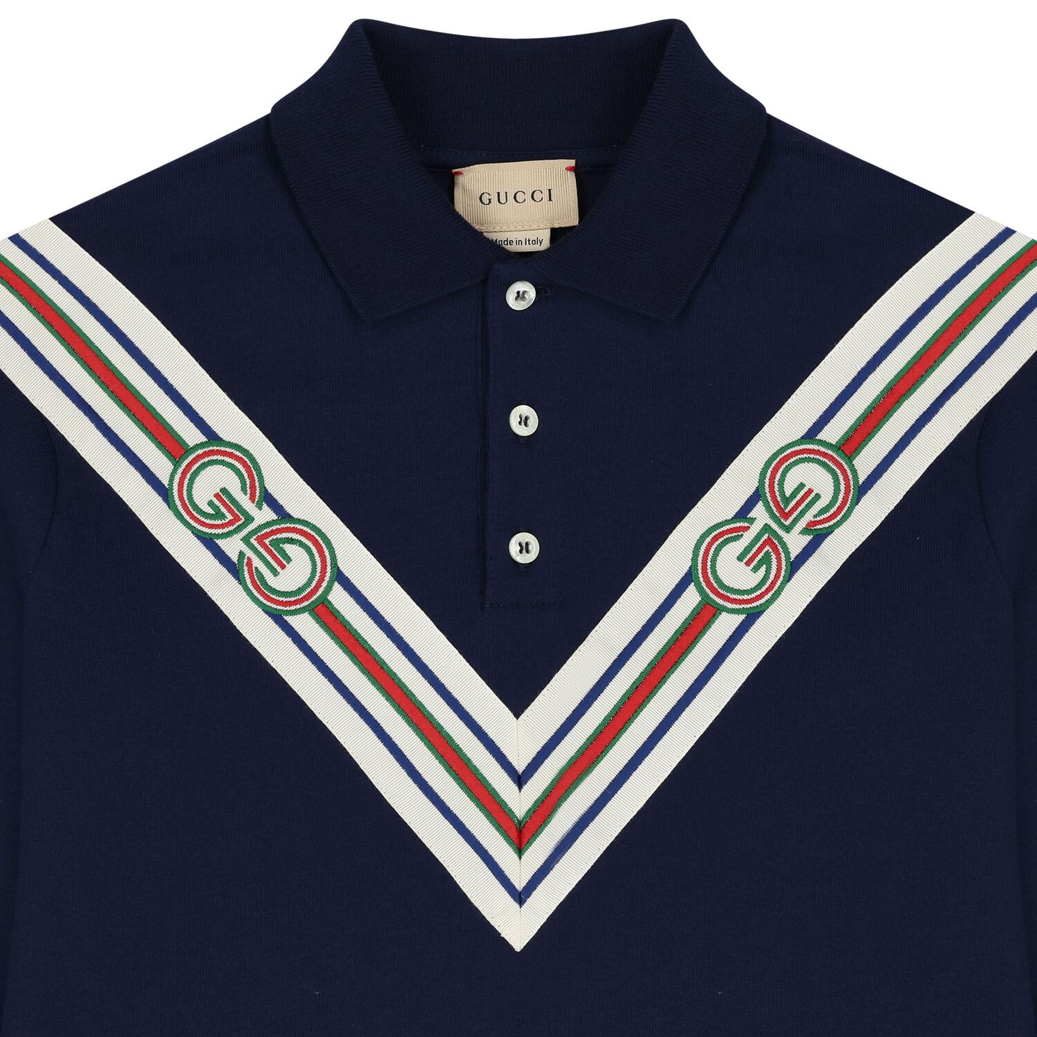 Boys Navy Blue Web Striped Polo Shirt, 1, hi-res image number null