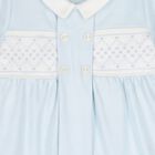 Baby Boys Blue Embroidered Romper, 1, hi-res