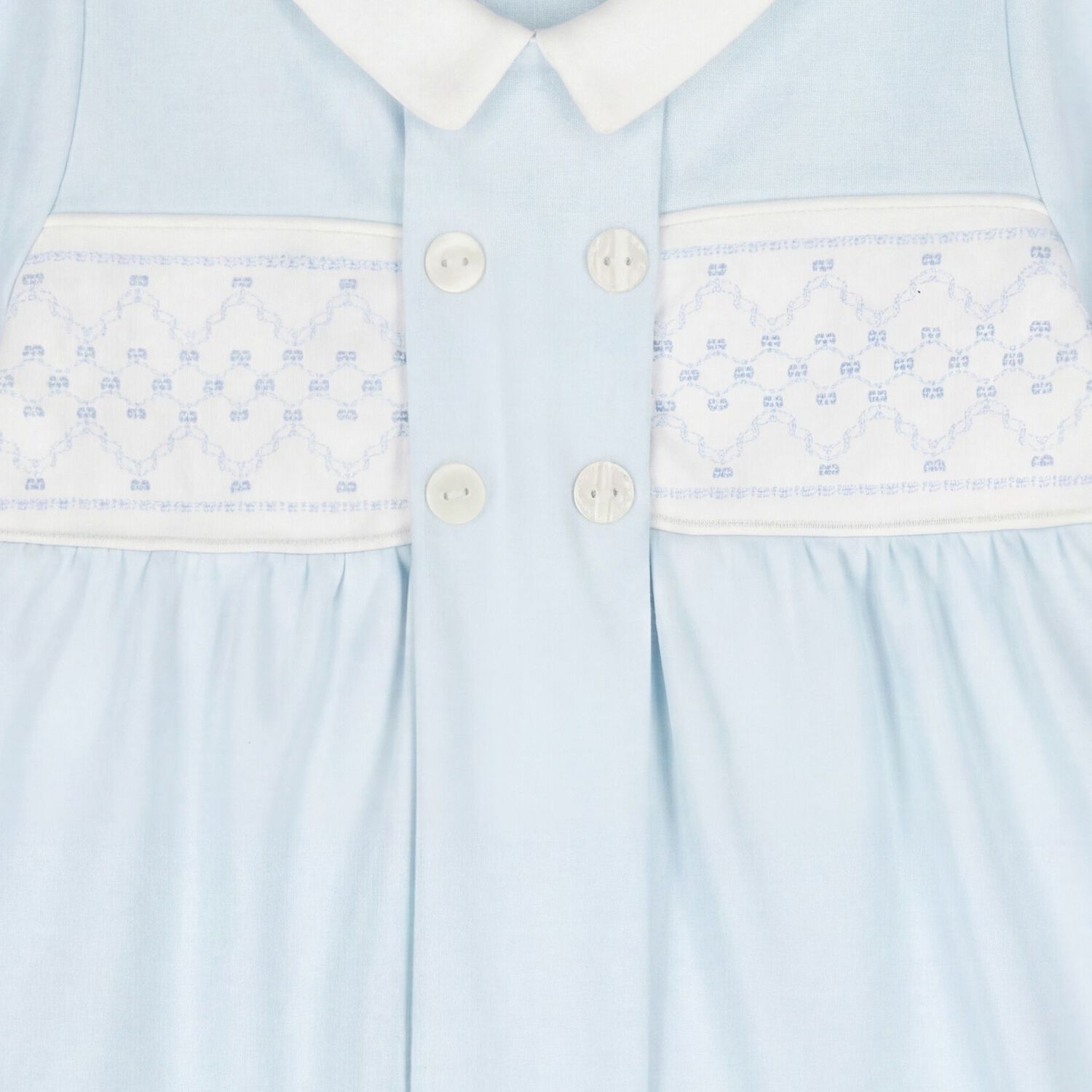 Baby Boys Blue Embroidered Romper, 1, hi-res