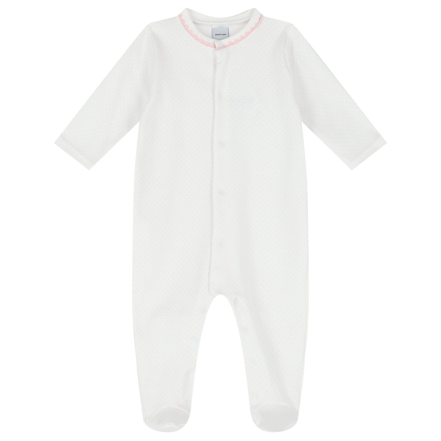 Baby Girls White & Pink Dots Babygrow, 3, hi-res