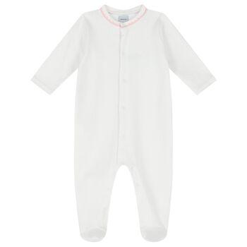 Baby Girls White & Pink Dots Babygrow