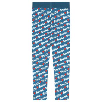 Girls Blue Logo Heart Leggings