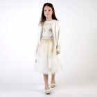 Girls Ivory & Gold Tulle Skirt, 1, hi-res