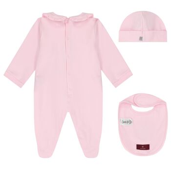Baby Girls Pink & Gold Logo Babygrow Gift Set