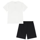Boys White & Black Shorts Set, 2, hi-res