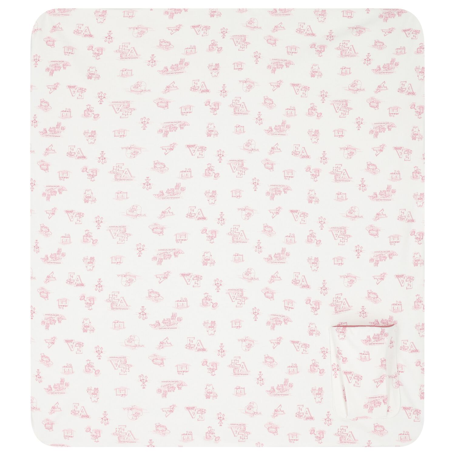 Baby Girls Ivory & Pink Logo Blanket, 2, hi-res