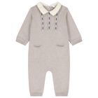 Baby Boys Beige Knitted Romper, 1, hi-res