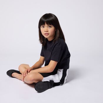 Girls Black Logo Rhinestones T-Shirt