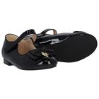 Girls Black Bow Ballerina Shoes, 2, hi-res