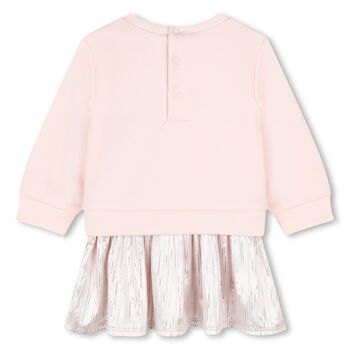 Younger Girls Pink & Silver Logo Dress