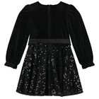 Girls Black Embellished Sequin Dress, 1, hi-res