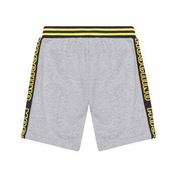 Boys Grey Cotton Jersey Logo Shorts