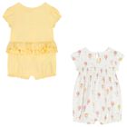 Baby Girls Yellow & White Rompers ( 2-Pack ), 2, hi-res