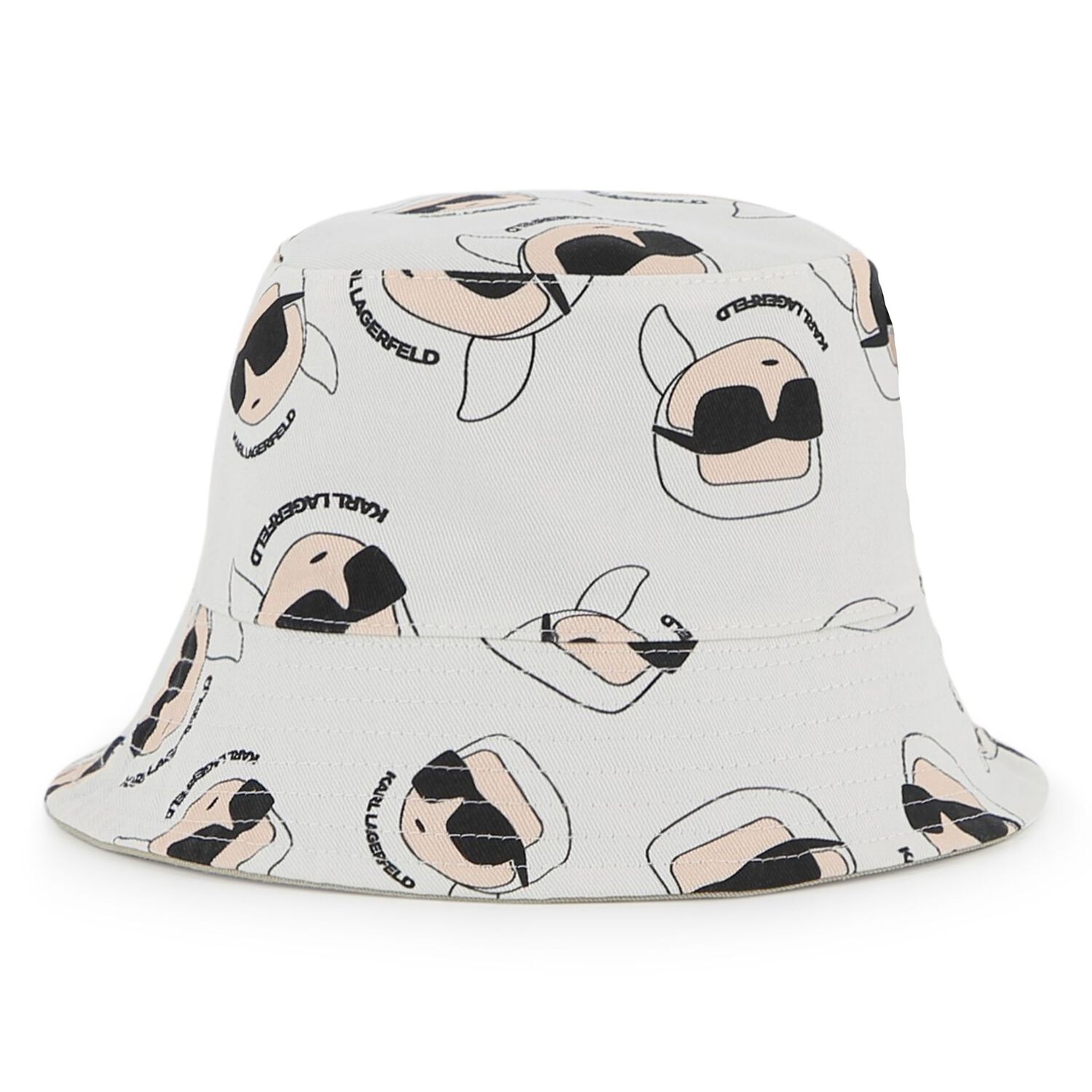 Baby Boys Beige & White Ikonik Karl Reversible Bucket Hat, 1, hi-res