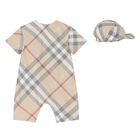 Beige Check Romper Gift Set, 1, hi-res