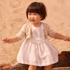 Younger Girls Beige Knitted Cardigan, 1, hi-res