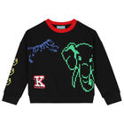 Girls Black Jungle Animals Sweatshirt, 1, hi-res