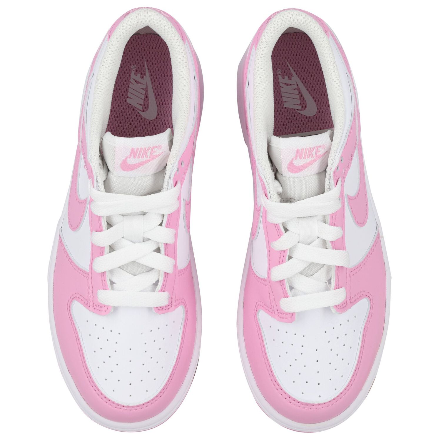 Girls White & Pink Logo Dunk Low Trainers, 1, hi-res