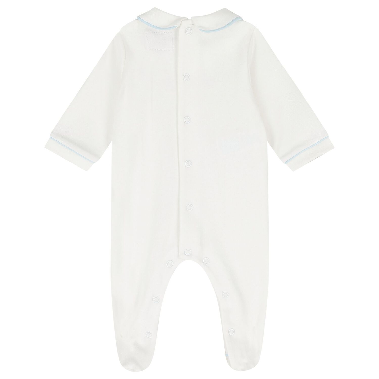 Baby Boys Blue & Ivory Flower Babygrows ( 2-Pack ), 1, hi-res