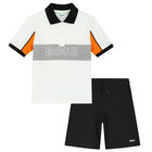 Boys White & Black Logo Shorts set, 1, hi-res