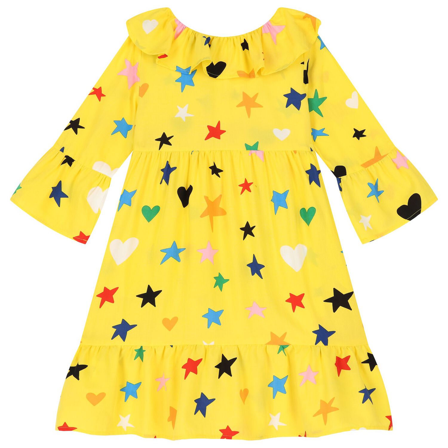 Girls Yellow Star Dress, 1, hi-res