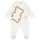 White Teddy Bear Geo Map Babygrow, 1, hi-res