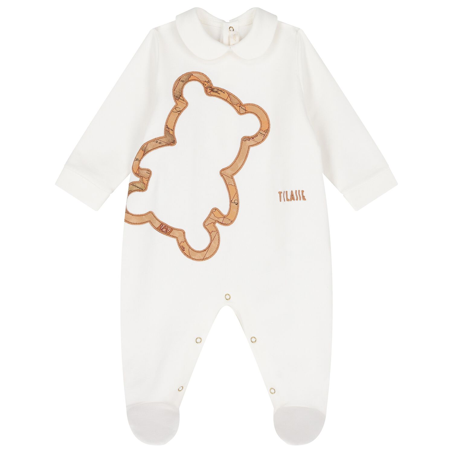 White Teddy Bear Geo Map Babygrow, 1, hi-res