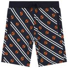 Boys Navy Blue Logo Shorts, 3, hi-res