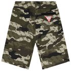 Boys Green Logo Camouflage Shorts, 1, hi-res