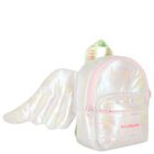 Girls Silver Iridescent Logo Backpack, 1, hi-res