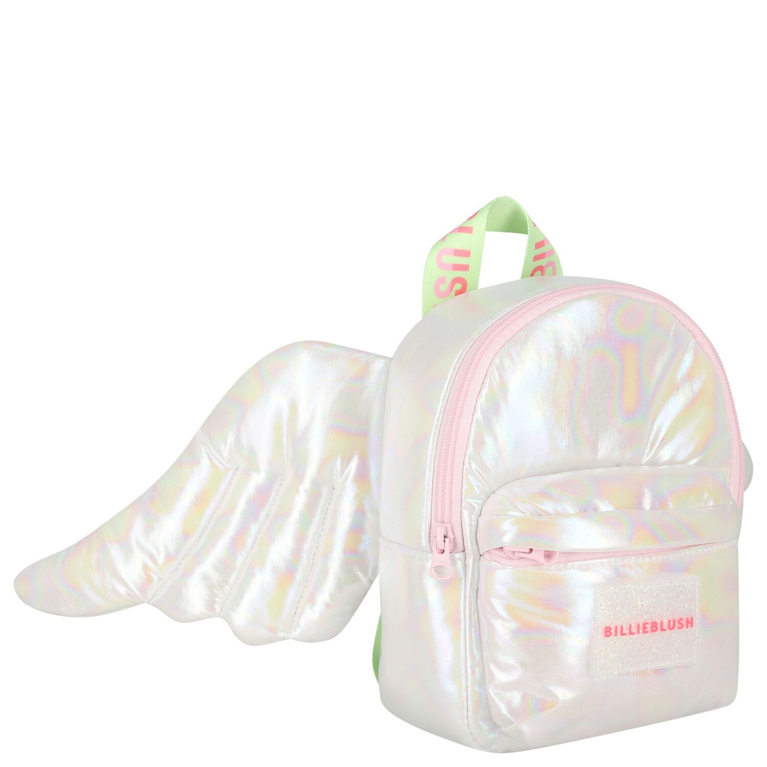 Girls Silver Iridescent Logo Backpack, 1, hi-res