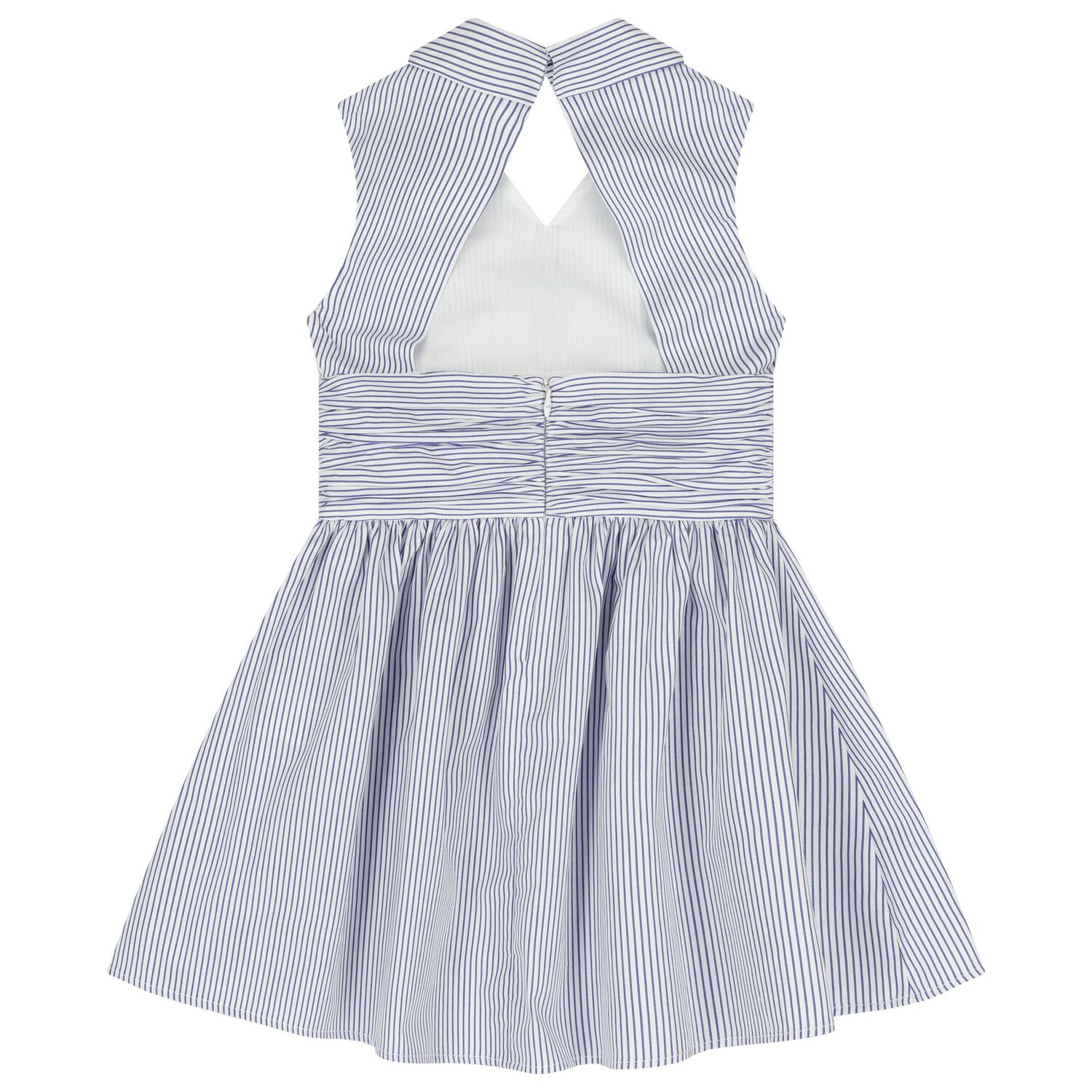 Girls White & Blue Striped Dress, 1, hi-res