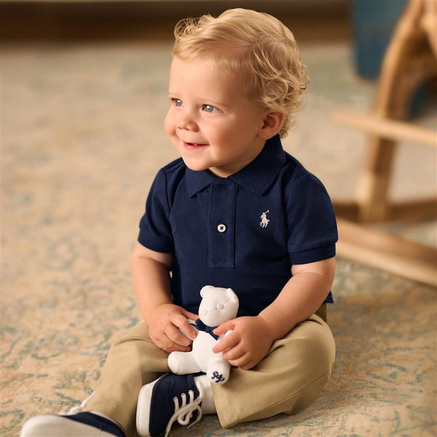Baby Navy Logo Polo Shirt Gift Set, 1, hi-res