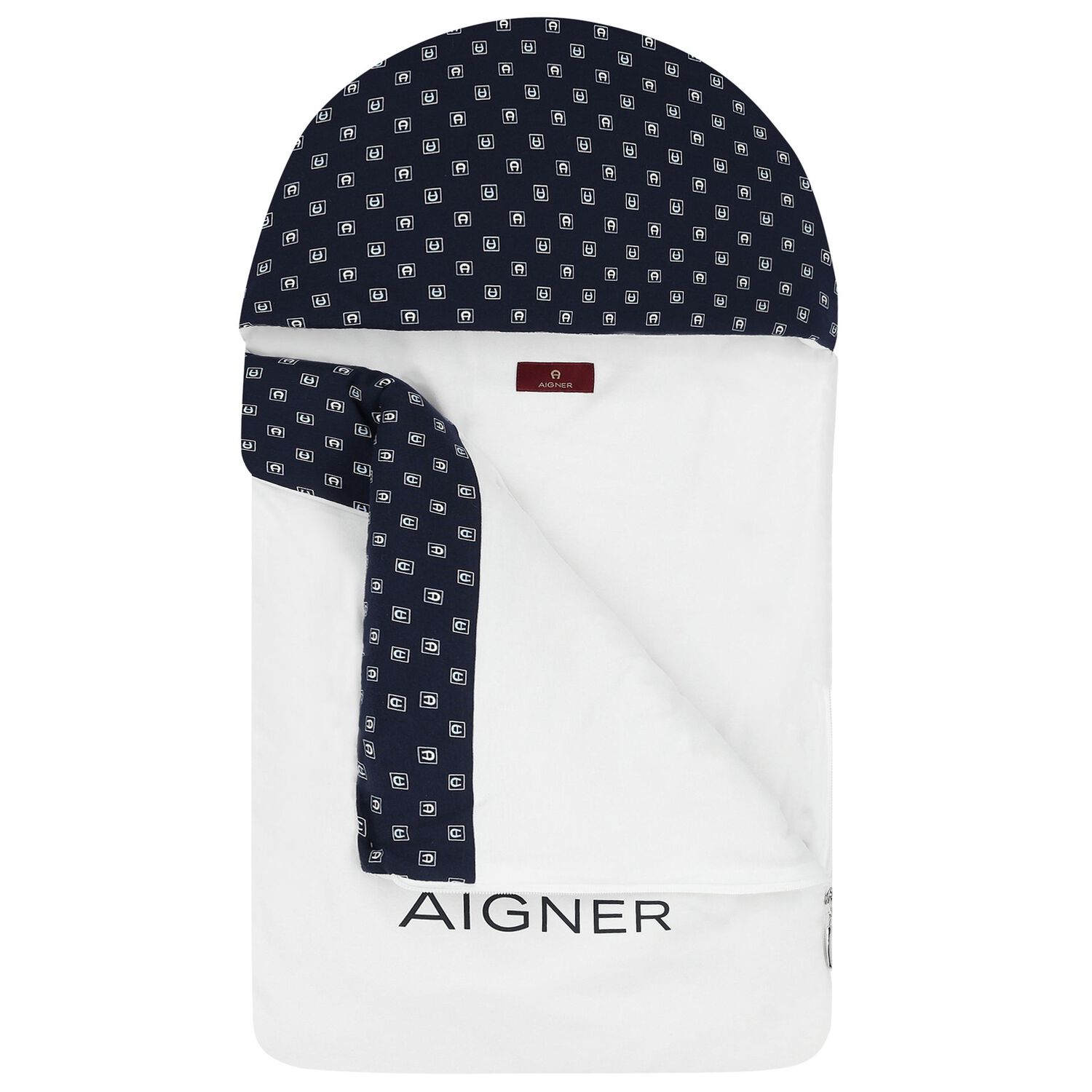 Baby Boys White & Navy Blue Logo Nest, 1, hi-res