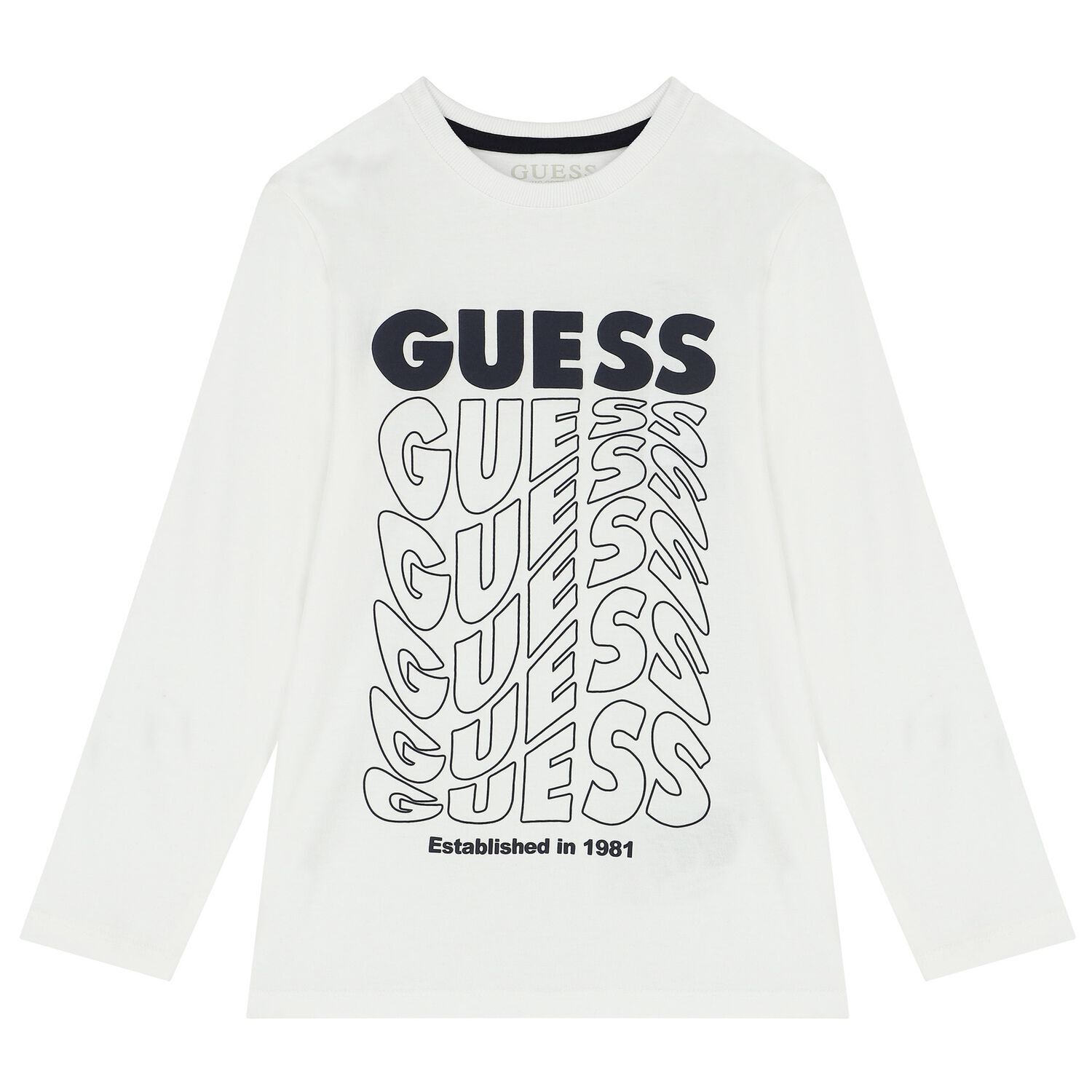 Boys White Logo Long Sleeve Top, 2, hi-res image number null