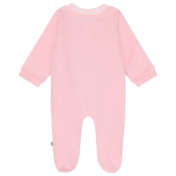 Baby Girls Pink Teddy Bear Logo Babygrow