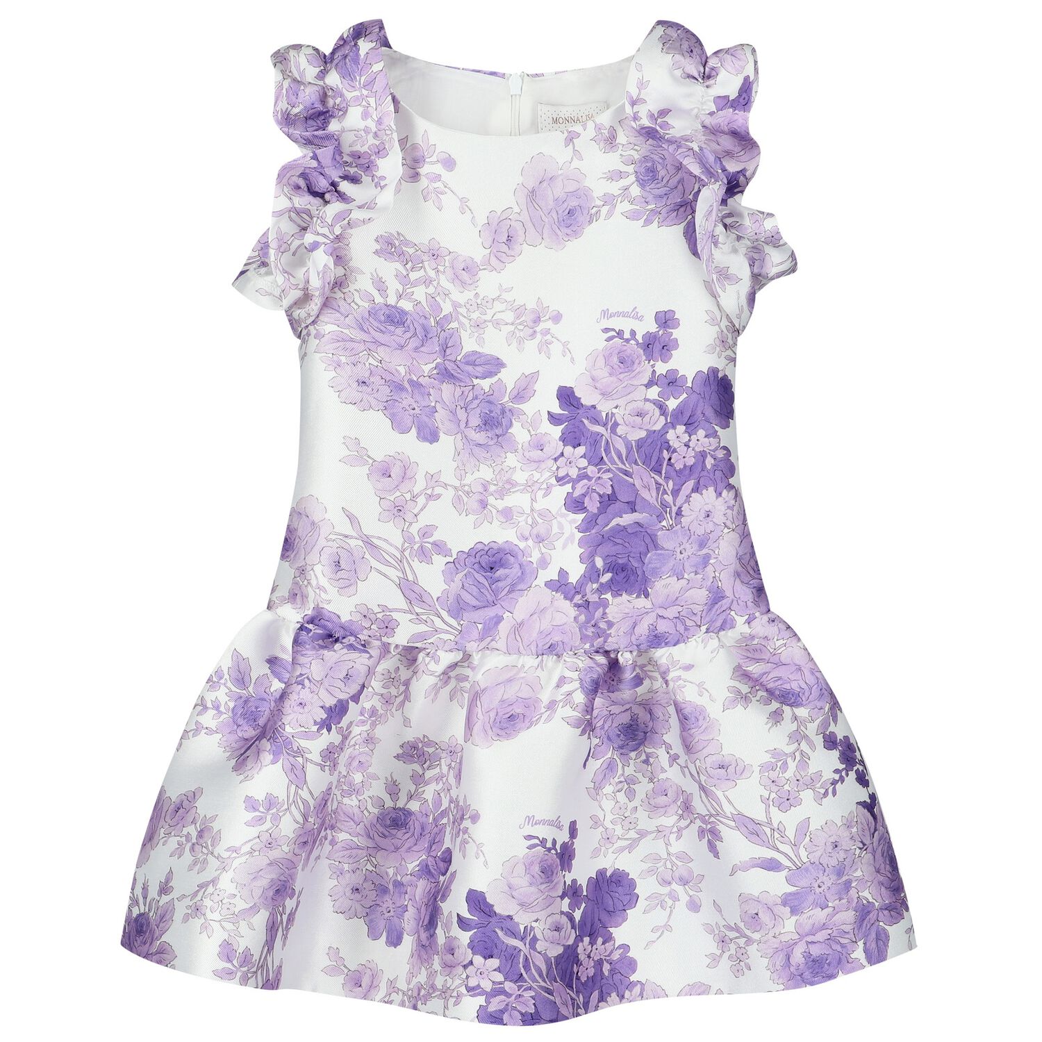 Girls White & Purple Floral Dress, 1, hi-res