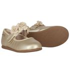 Younger Girls Gold Ballerina Shoes, 1, hi-res