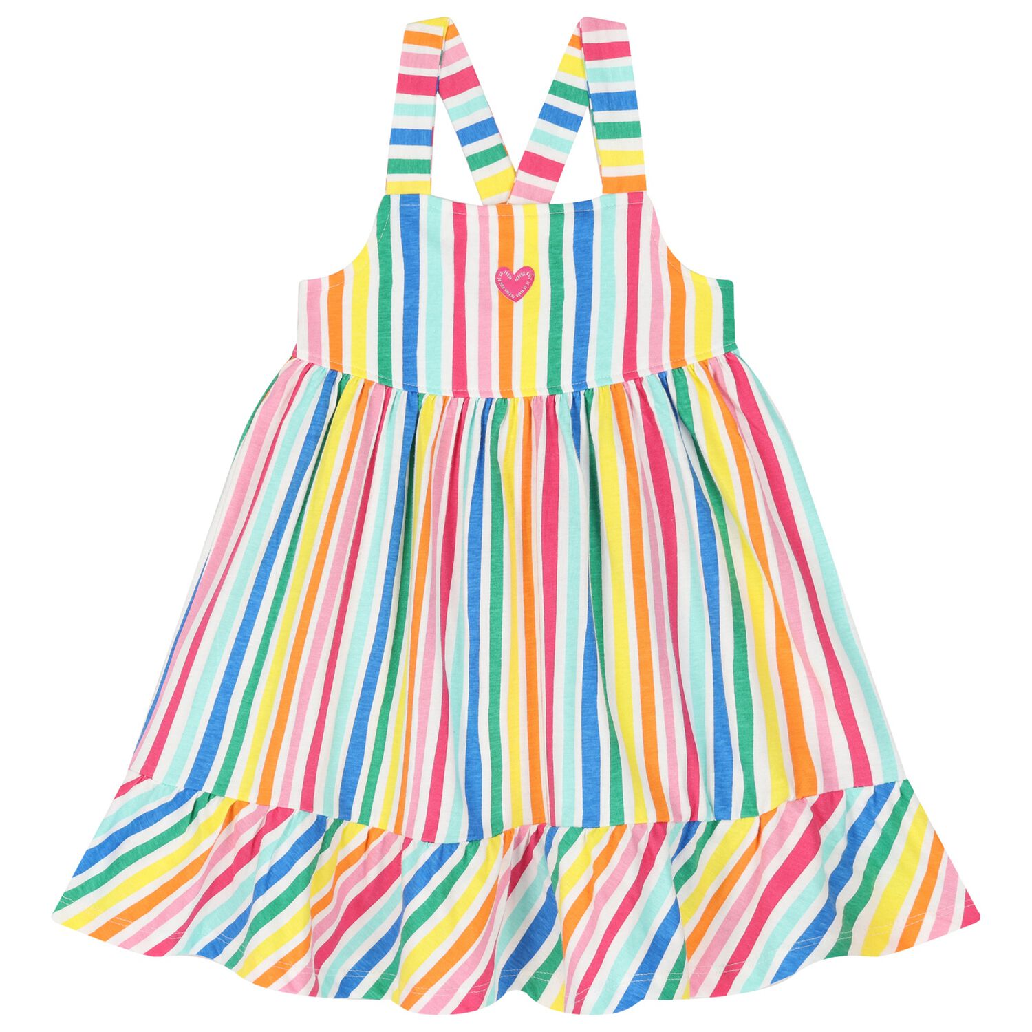 Girls Multi-Colored Striped Dress, 1, hi-res