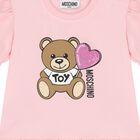 Younger Girls Pink Teddy Bear Logo Dress, 2, hi-res