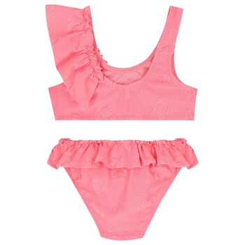 Girls Pink Ruffled Bikini