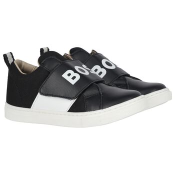 Boys Black Logo Trainers