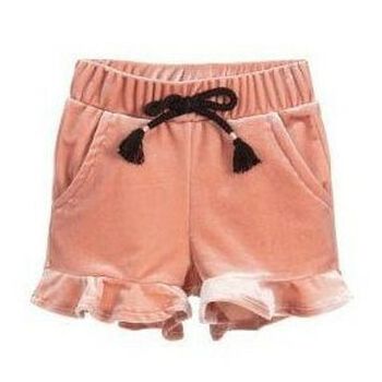 Girls Pink Velour Shorts