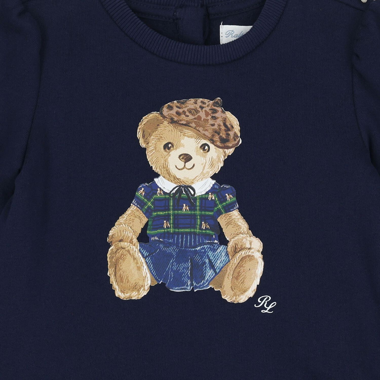 Baby Girls Navy Blue Teddy Bear Tracksuit, 1, hi-res