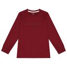 Boys Burgundy Logo Long Sleeve Top, 1, hi-res