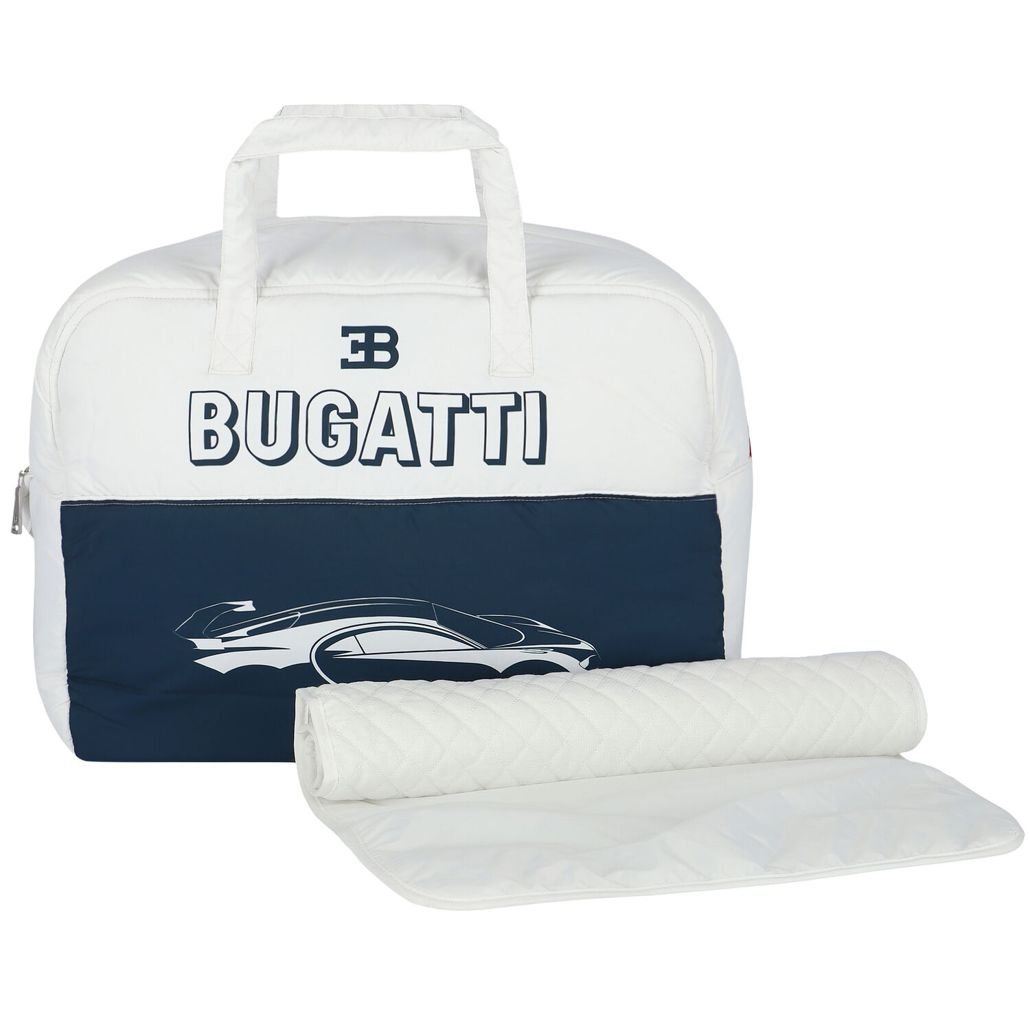 White & Navy Logo Baby Changing Bag, 1, hi-res