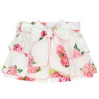 Girls White & Pink Floral Skort Set, 1, hi-res