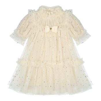 Baby Girls Beige Heart Sparkles Tulle Myrtisa Dress